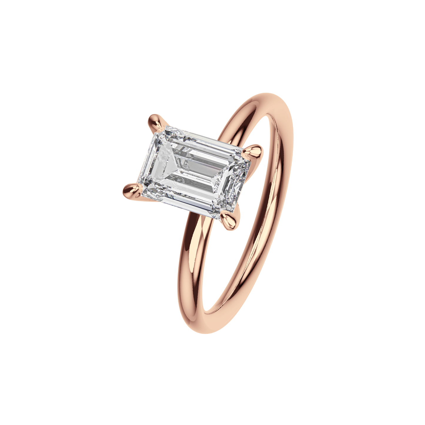 Verlobungsring Emerald Lab Grown Diamant Angled View Roségold synthetisch