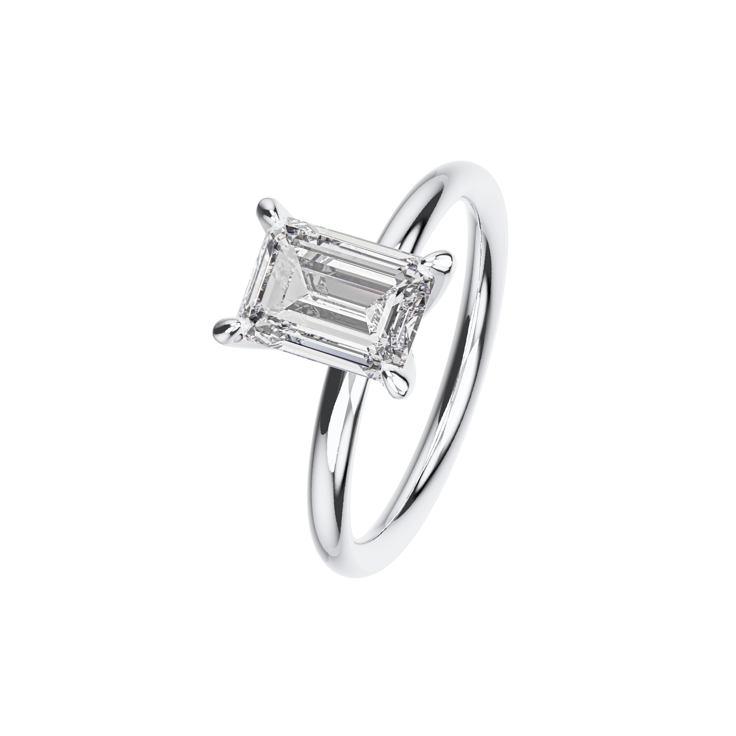 Verlobungsring Emerald Lab Grown Diamant Angled View Platin synthetisch