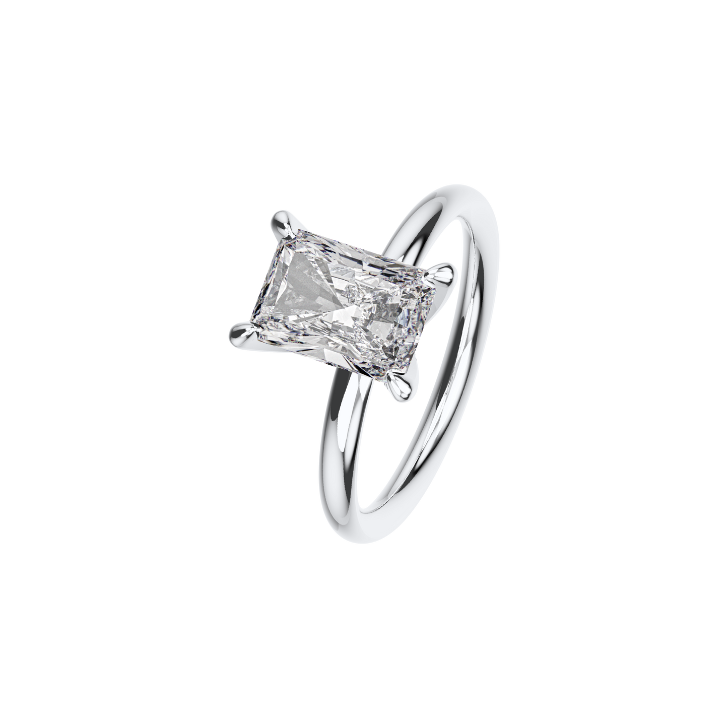 Verlobungsring Radiant Lab Grown Diamant Angled View Platin synthetisch