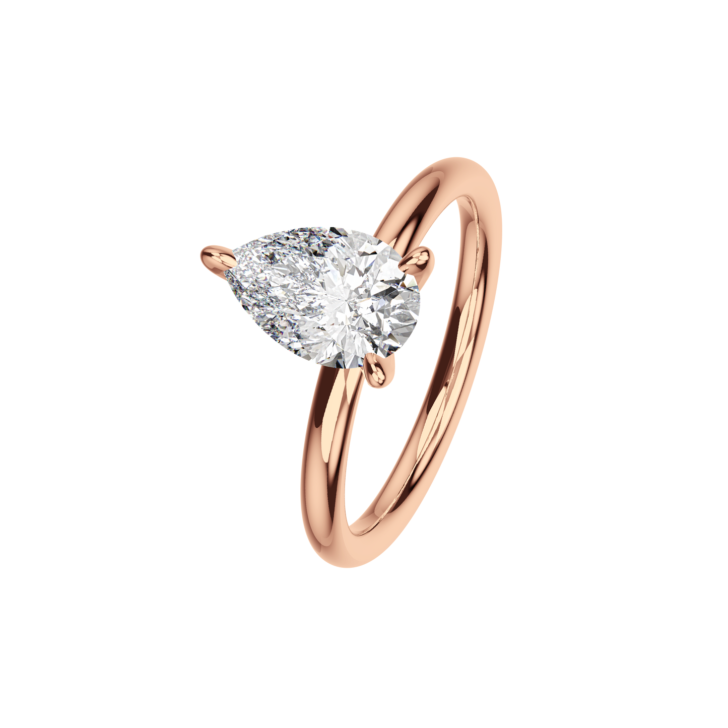 Verlobungsring Pear Lab Grown Diamant Angled View Roségold Tropfenform synthetisch