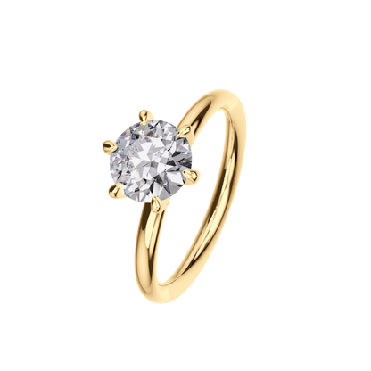 Verlobungsring Solitär Lab Grown Diamant Angled View Gelbgold synthetisch