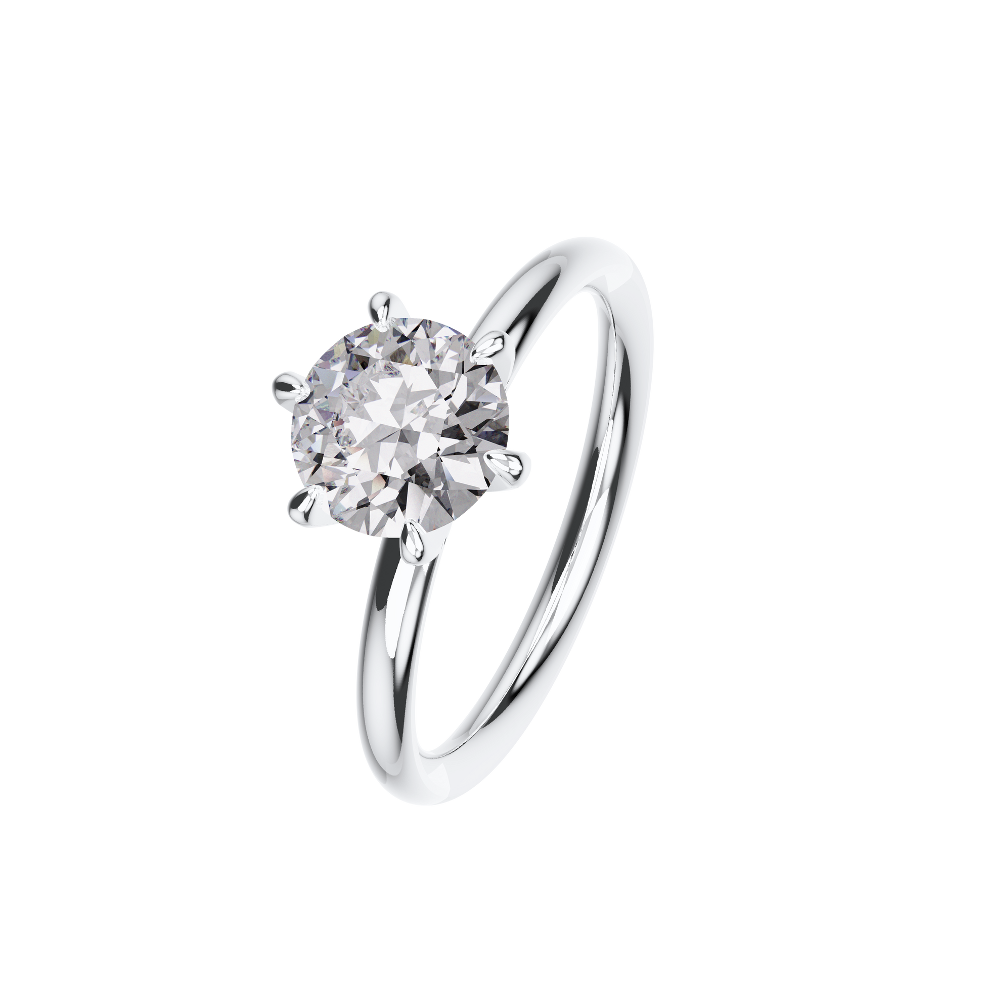 Verlobungsring Solitär Lab Grown Diamant Angled View Platin synthetisch