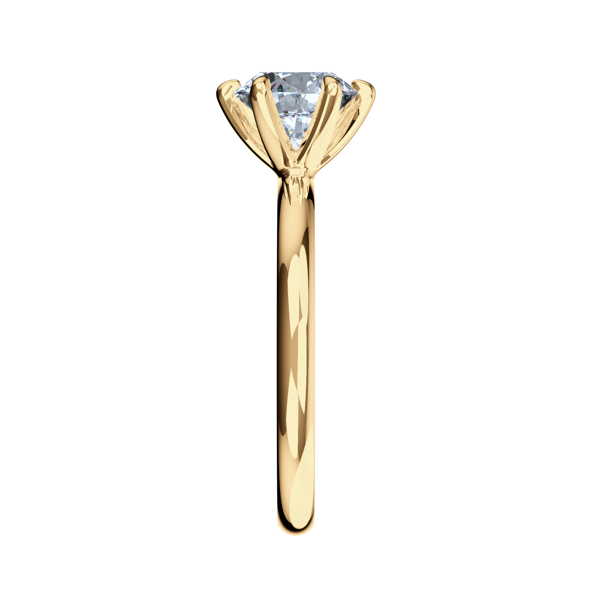 Verlobungsring Solitär Lab Grown Diamant Sideview Gelbgold synthetisch