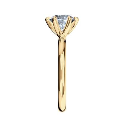 Verlobungsring Solitär Lab Grown Diamant Sideview Gelbgold synthetisch
