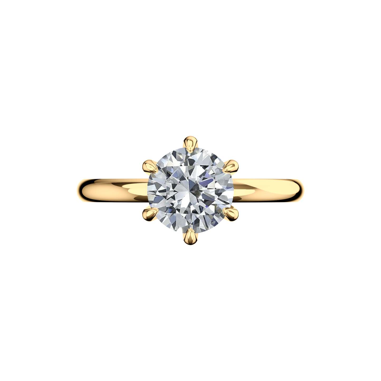 Verlobungsring Solitär Lab Grown Diamant Frontside Gelbgold synthetisch
