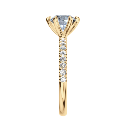 Solitaire-Verlobungsring aus Gelbgold mit Pavé-Band aus Lab Grown Diamanten Side