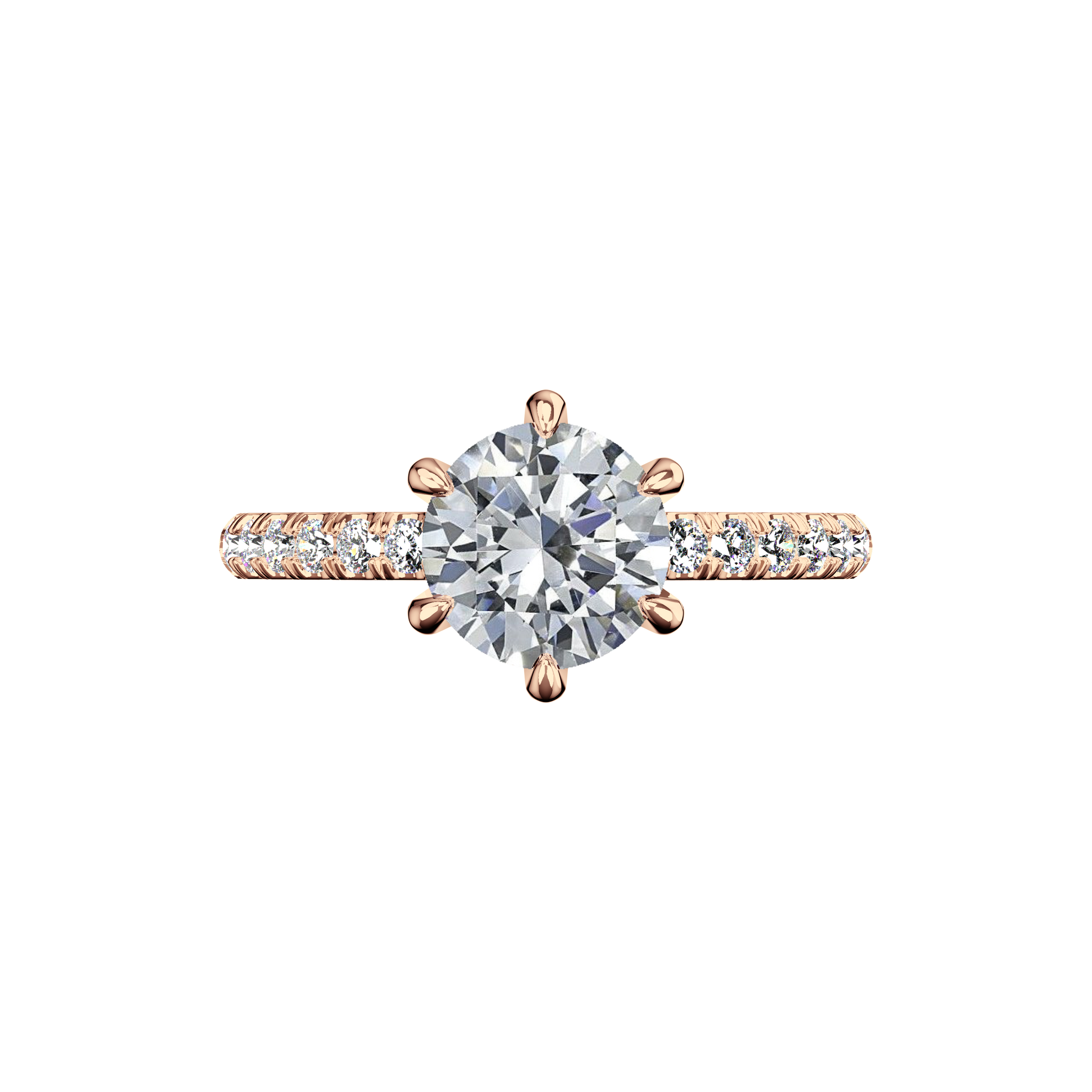 Solitaire-Verlobungsring aus Roségold mit Pavé-Band aus Lab Grown Diamanten Top
