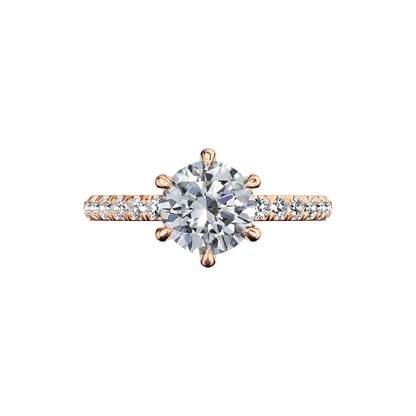 Solitaire-Verlobungsring aus Roségold mit Pavé-Band aus Lab Grown Diamanten Top