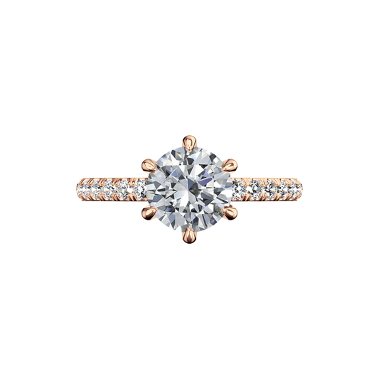 Solitaire-Verlobungsring aus Roségold mit Pavé-Band aus Lab Grown Diamanten Top