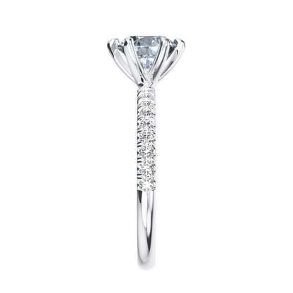 Solitaire-Verlobungsring aus Platin mit Pavé-Band aus Lab Grown Diamanten Side