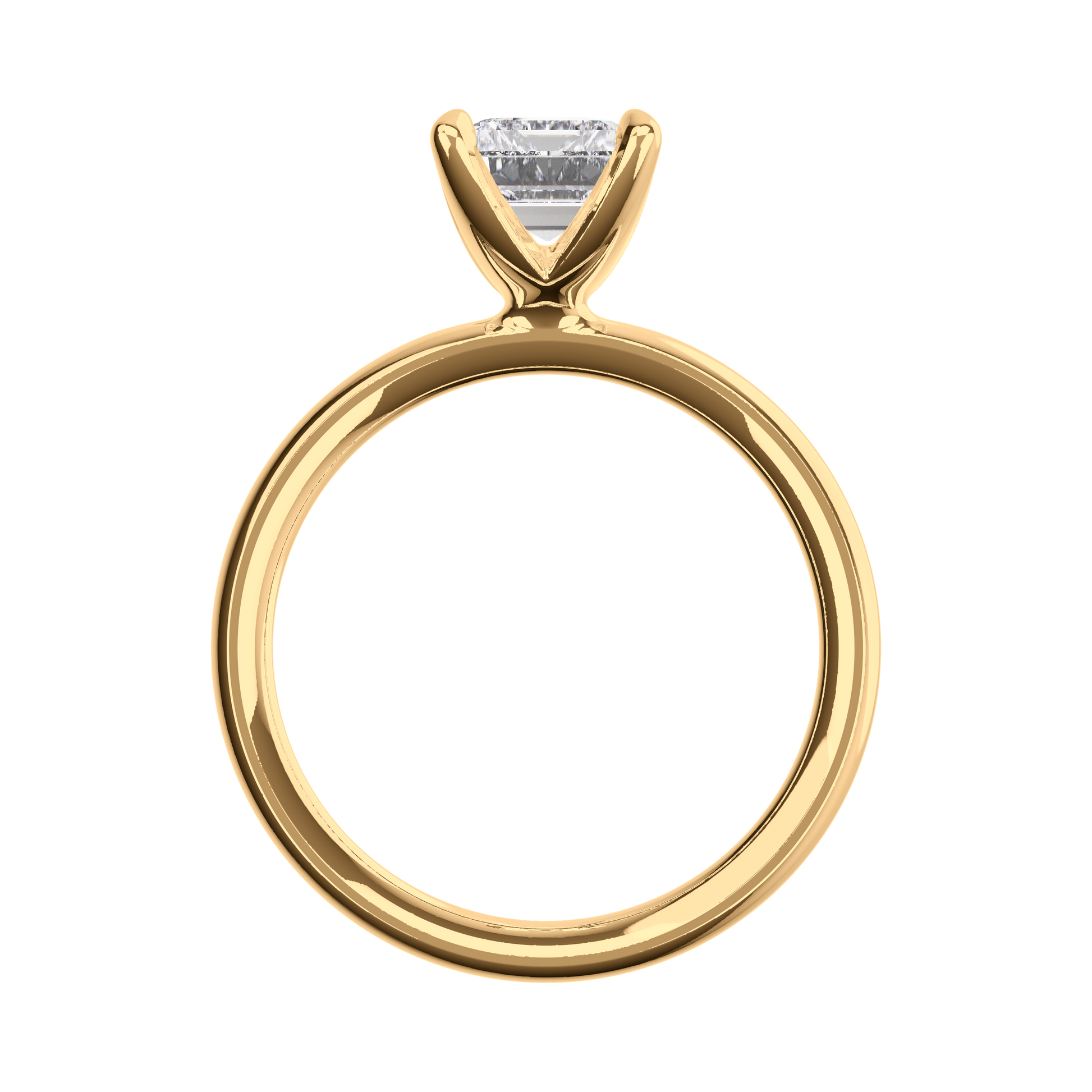 Verlobungsring Emerald Lab Grown Diamant Sideview Gelbgold synthetisch