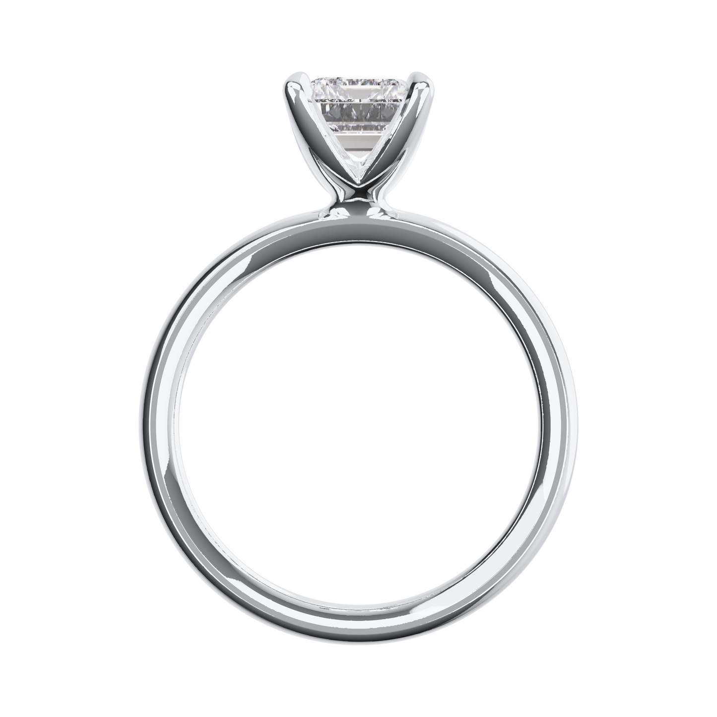 Verlobungsring Emerald Lab Grown Diamant Sideview Platin synthetisch