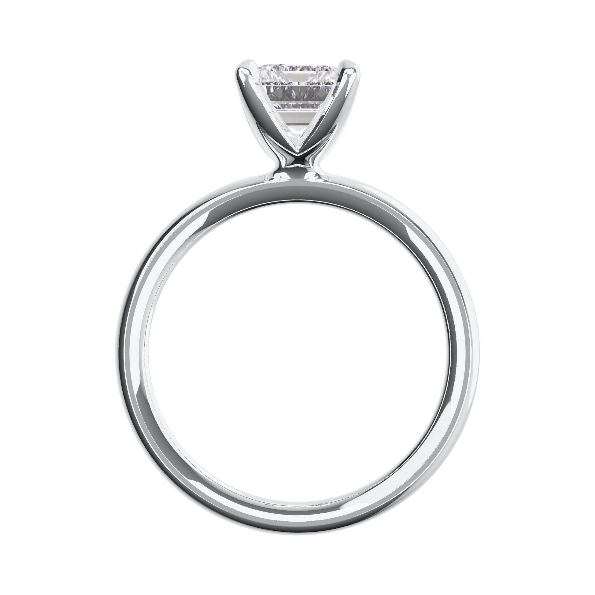 Verlobungsring Emerald Lab Grown Diamant Sideview Platin synthetisch