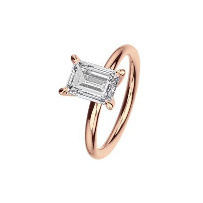 Verlobungsring Emerald Lab Grown Diamant Angled View Roségold synthetisch