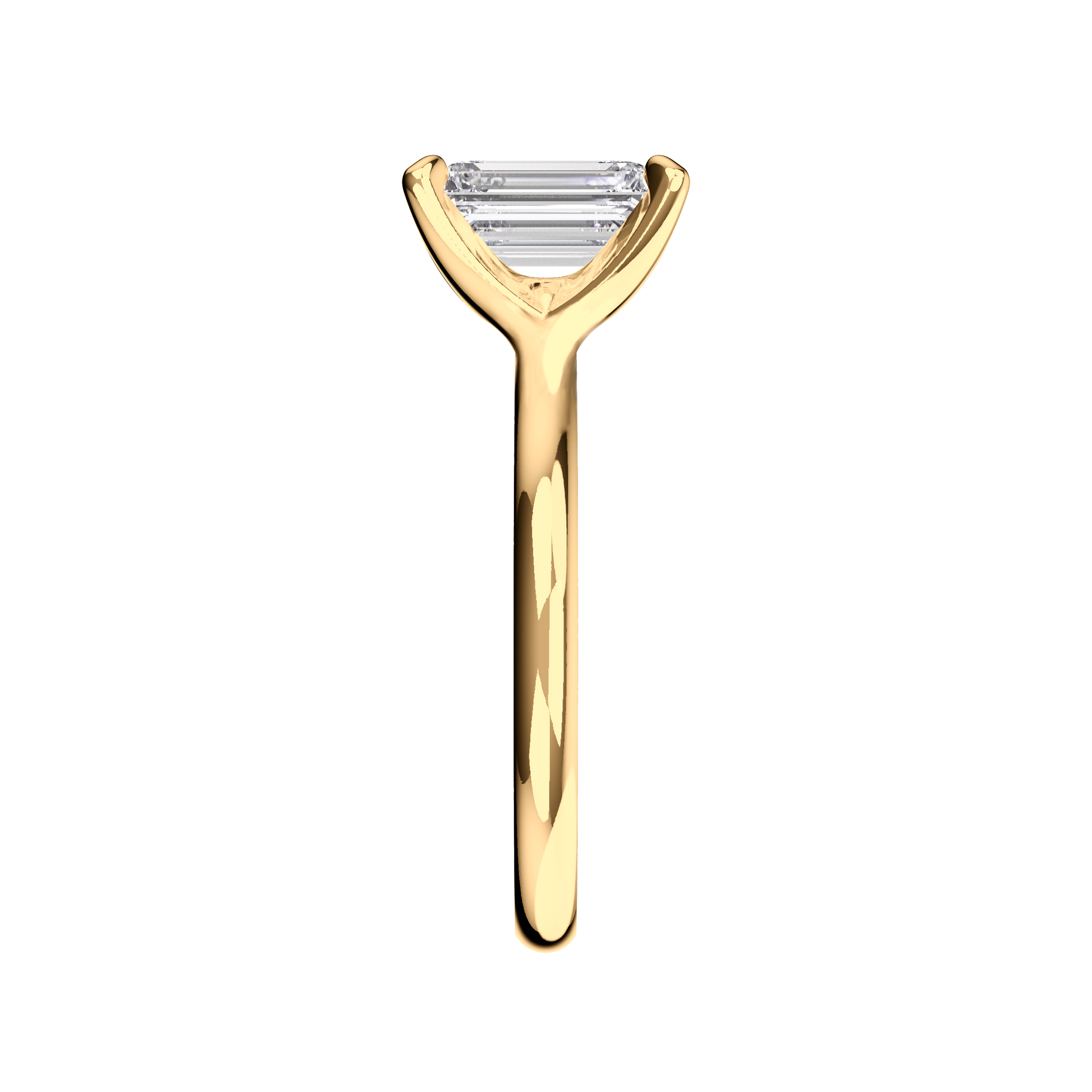 Verlobungsring Emerald Lab Grown Diamant Sideview Gelbgold synthetisch