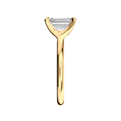 Verlobungsring Emerald Lab Grown Diamant Sideview Gelbgold synthetisch