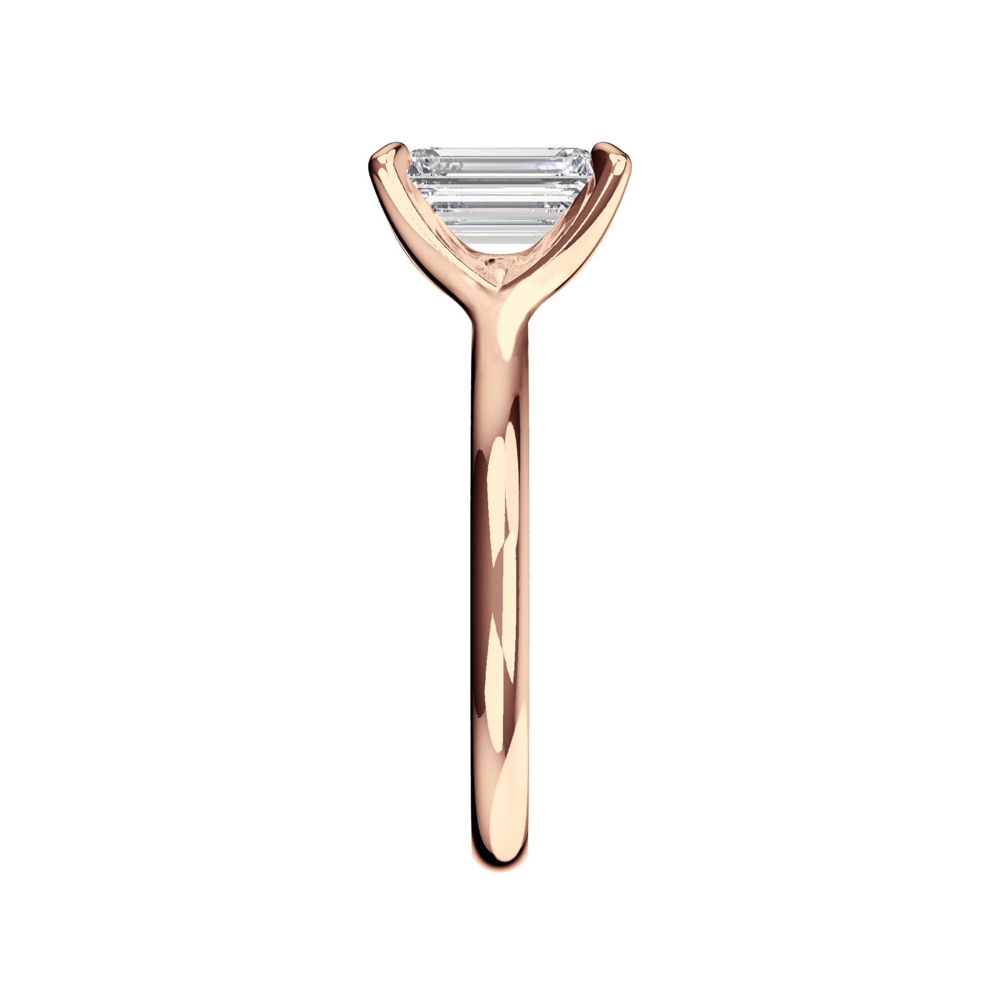 Verlobungsring Emerald Lab Grown Diamant Sideview Roségold synthetisch