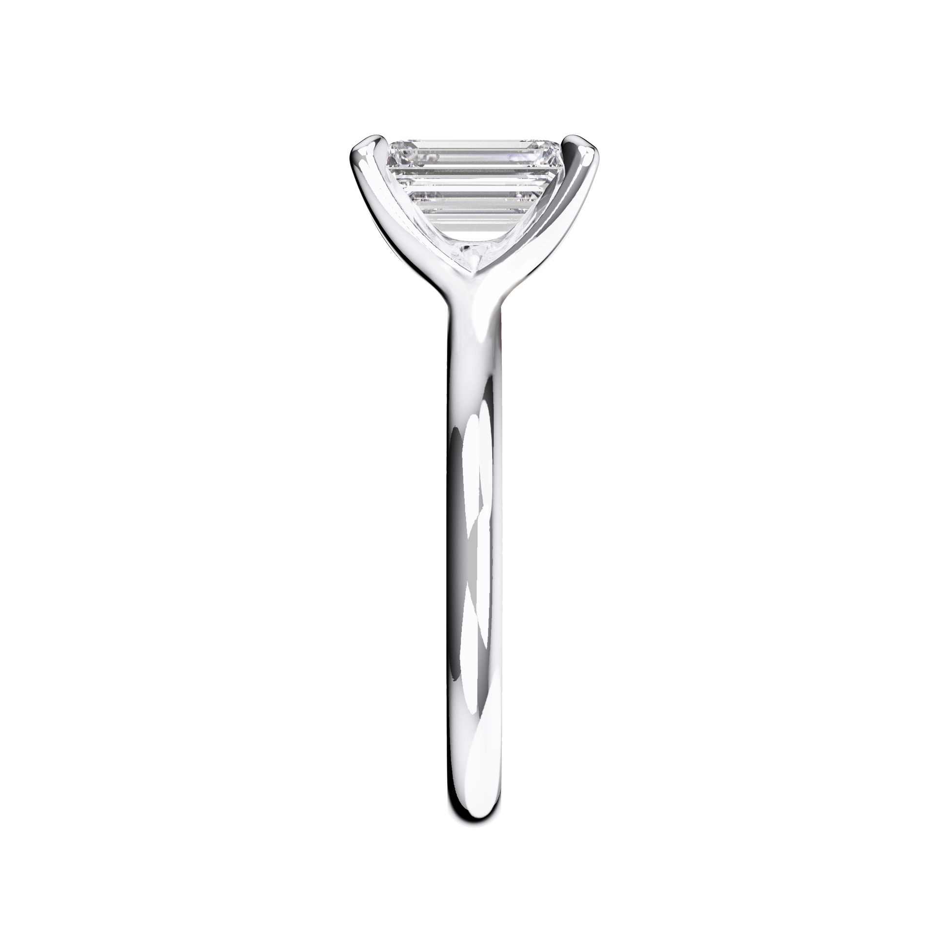 Verlobungsring Emerald Lab Grown Diamant Sideview Platin synthetisch