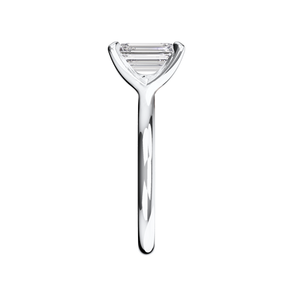 Verlobungsring Emerald Lab Grown Diamant Sideview Platin synthetisch