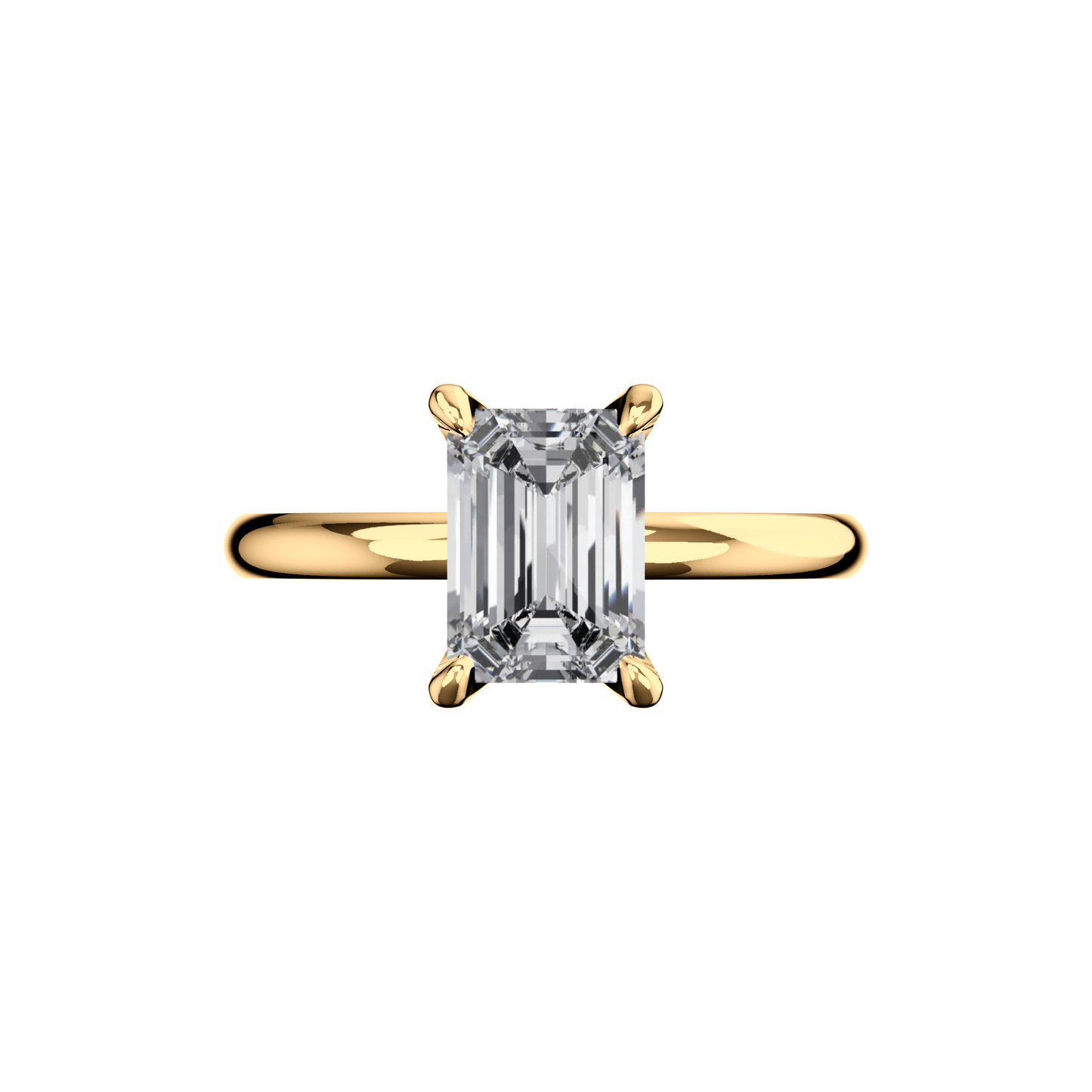 Verlobungsring Emerald Lab Grown Diamant Frontside Gelbgold synthetisch