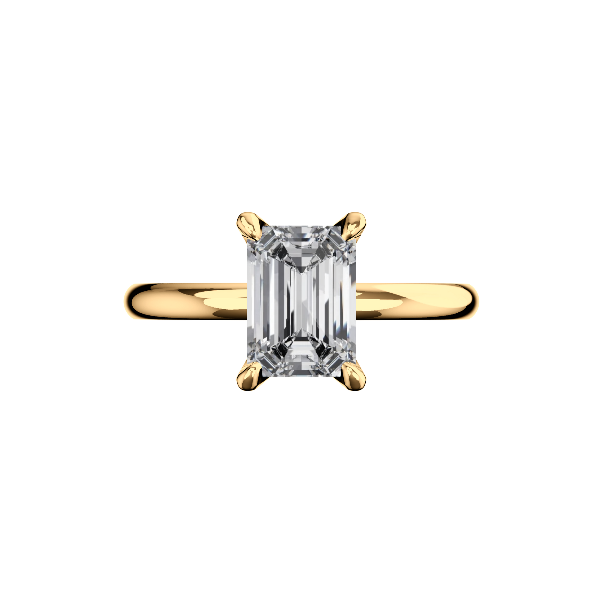 Verlobungsring Emerald Lab Grown Diamant Frontside Gelbgold synthetisch