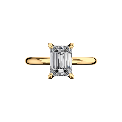 Verlobungsring Emerald Lab Grown Diamant Frontside Gelbgold synthetisch