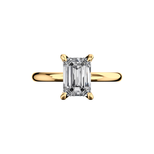 Verlobungsring Emerald Lab Grown Diamant Frontside Gelbgold synthetisch