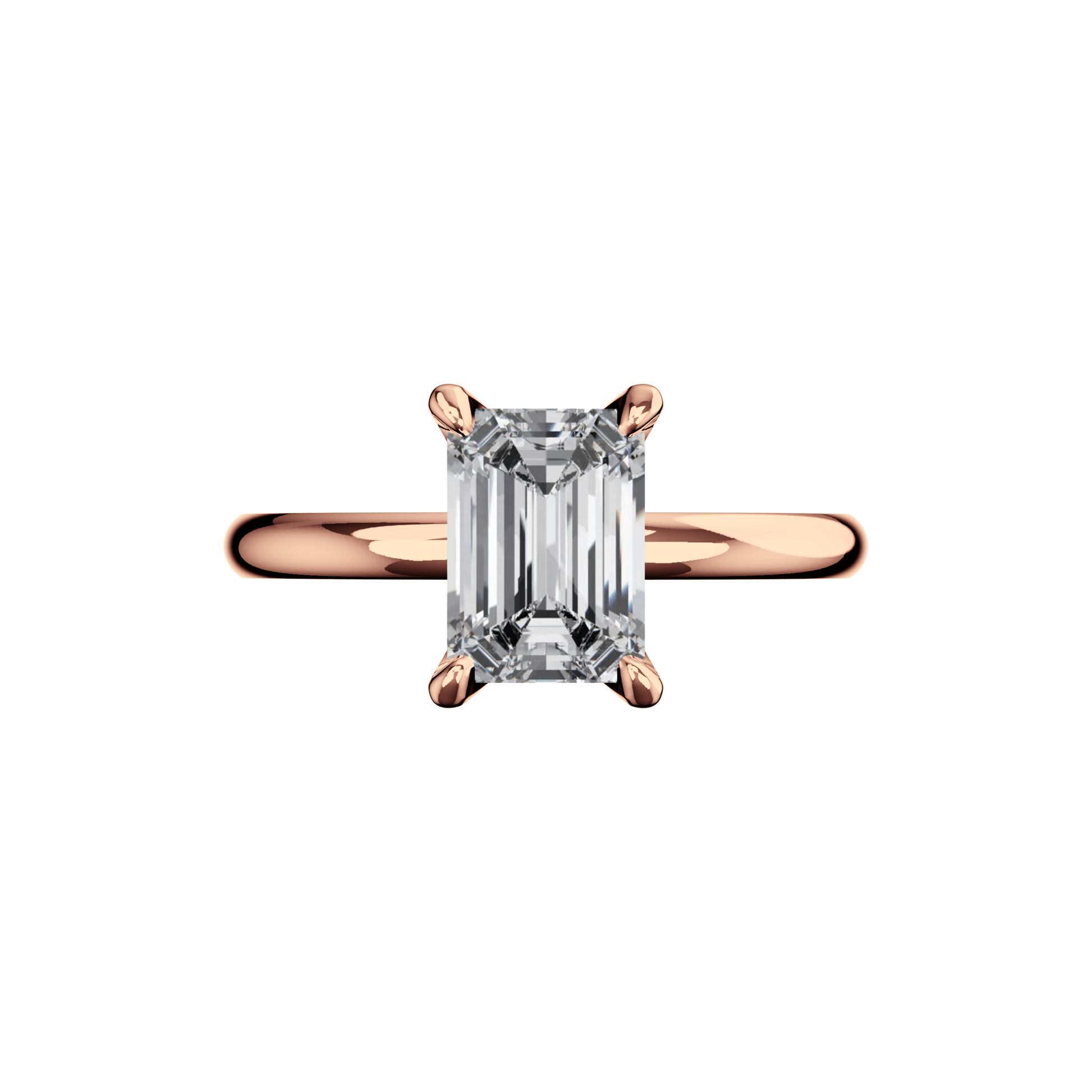 Verlobungsring Emerald Lab Grown Diamant Frontside Roségold synthetisch