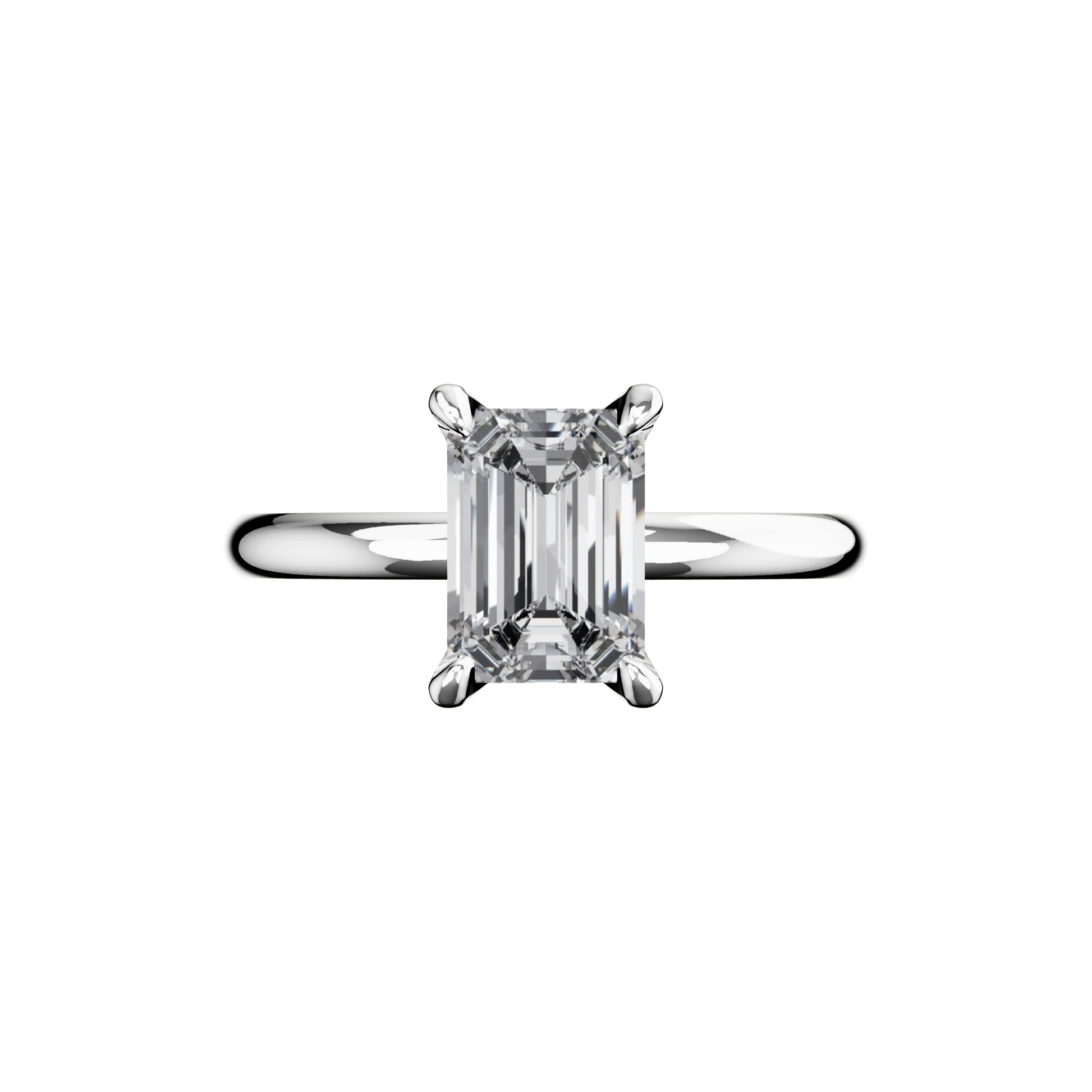 Verlobungsring Emerald Lab Grown Diamant Frontside Platin synthetisch