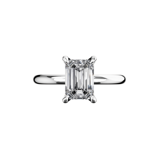 Verlobungsring Emerald Lab Grown Diamant Frontside Platin synthetisch