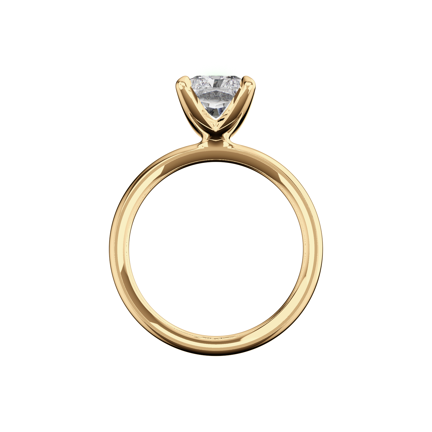 Verlobungsring Radiant Lab Grown Diamant Sideview Gelbgold synthetisch
