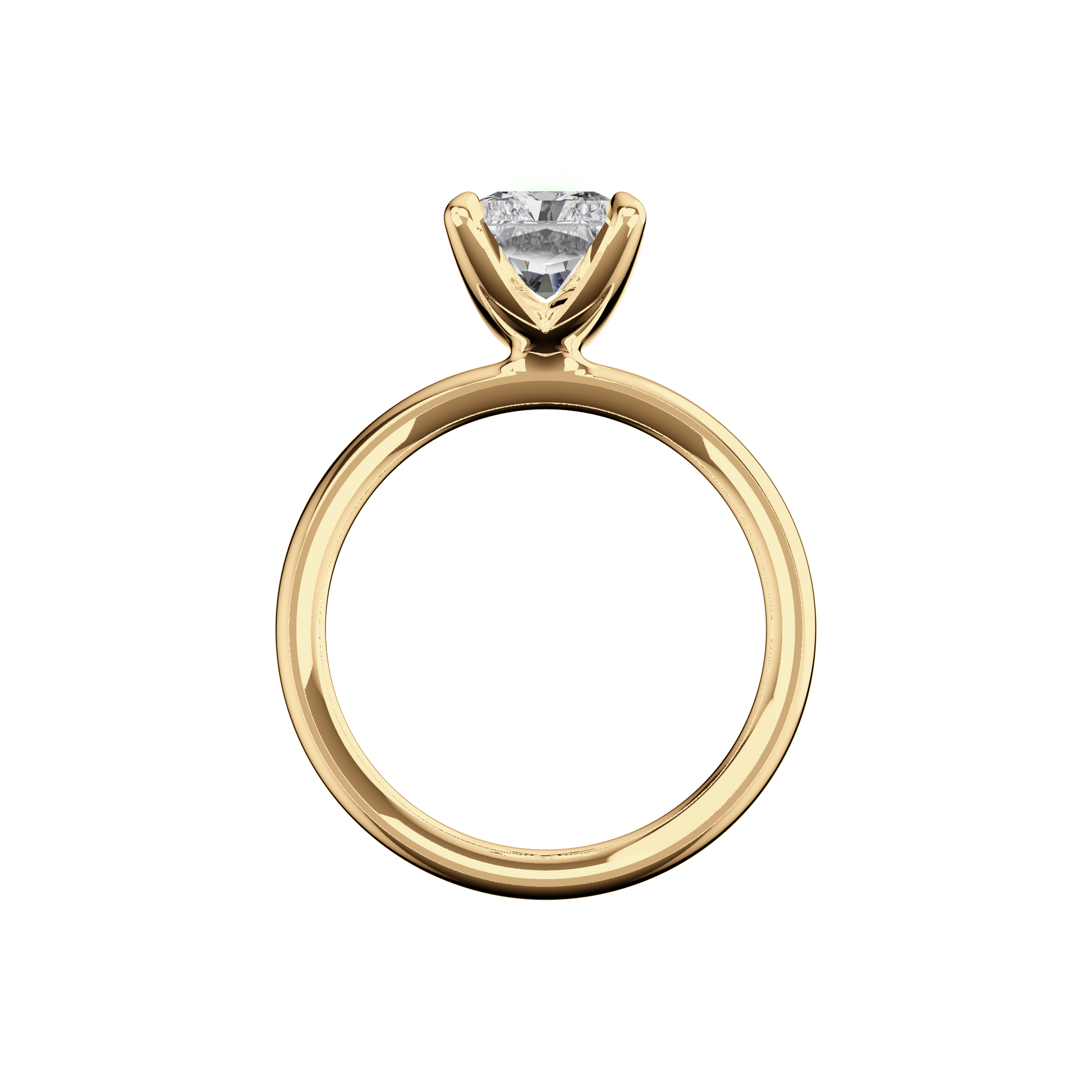 Verlobungsring Radiant Lab Grown Diamant Sideview Gelbgold synthetisch