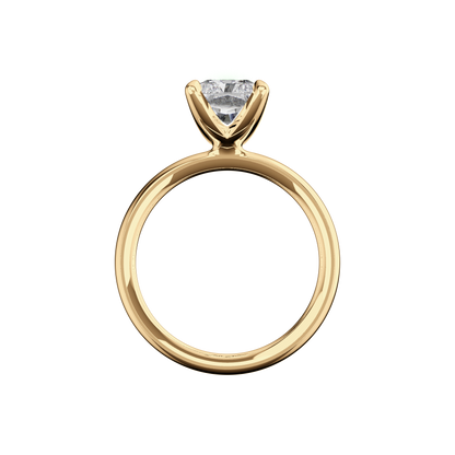 Verlobungsring Radiant Lab Grown Diamant Sideview Gelbgold synthetisch