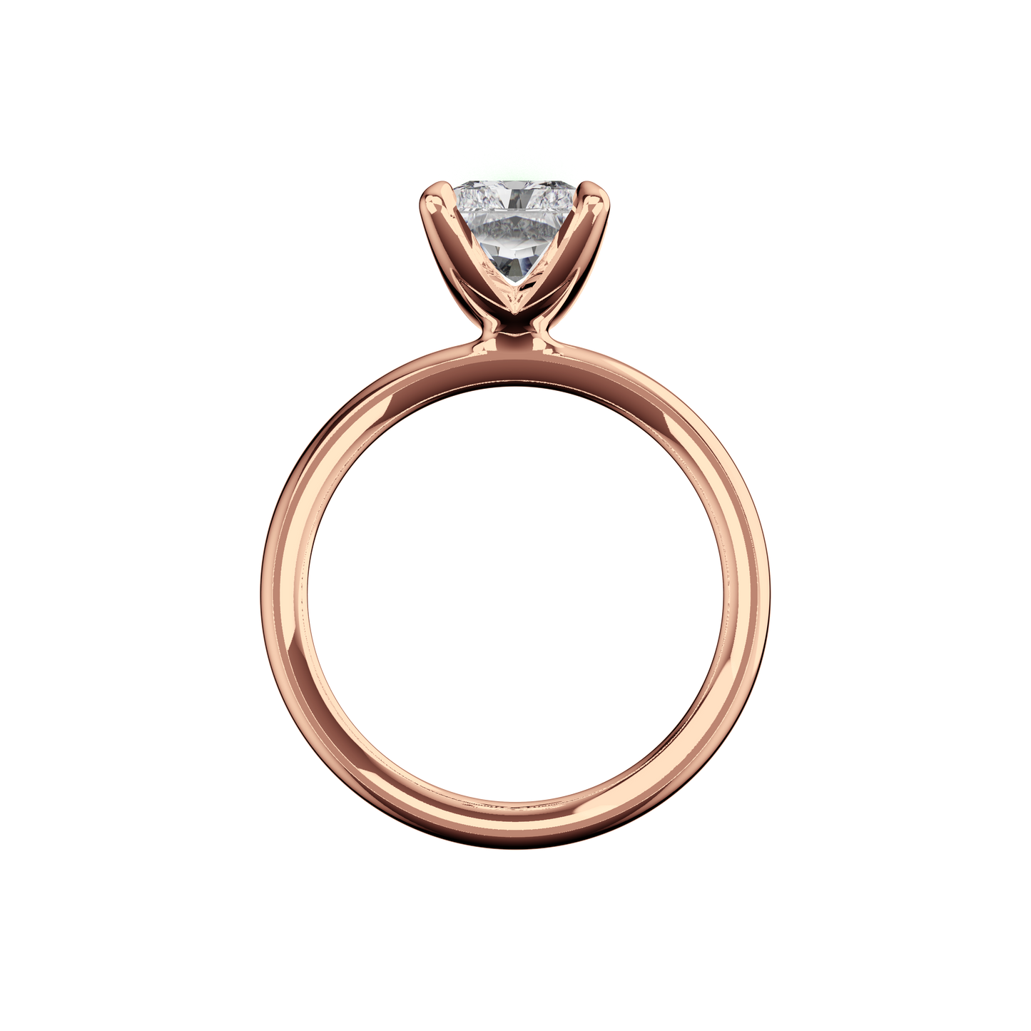 Verlobungsring Radiant Lab Grown Diamant Sideview Roségold synthetisch