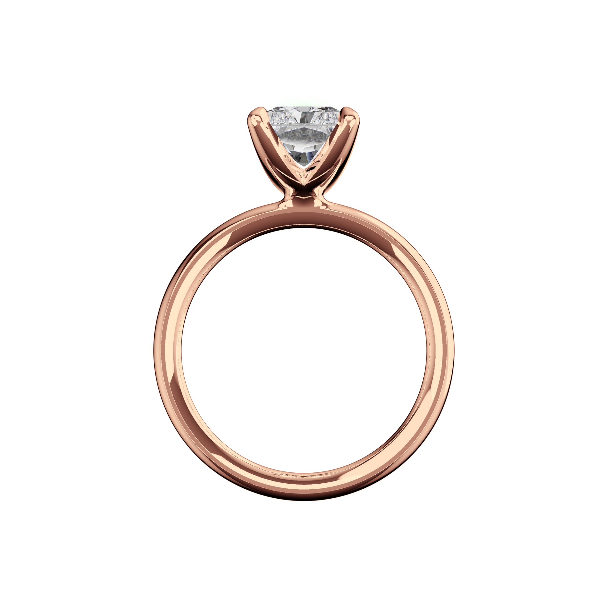 Verlobungsring Radiant Lab Grown Diamant Sideview Roségold synthetisch