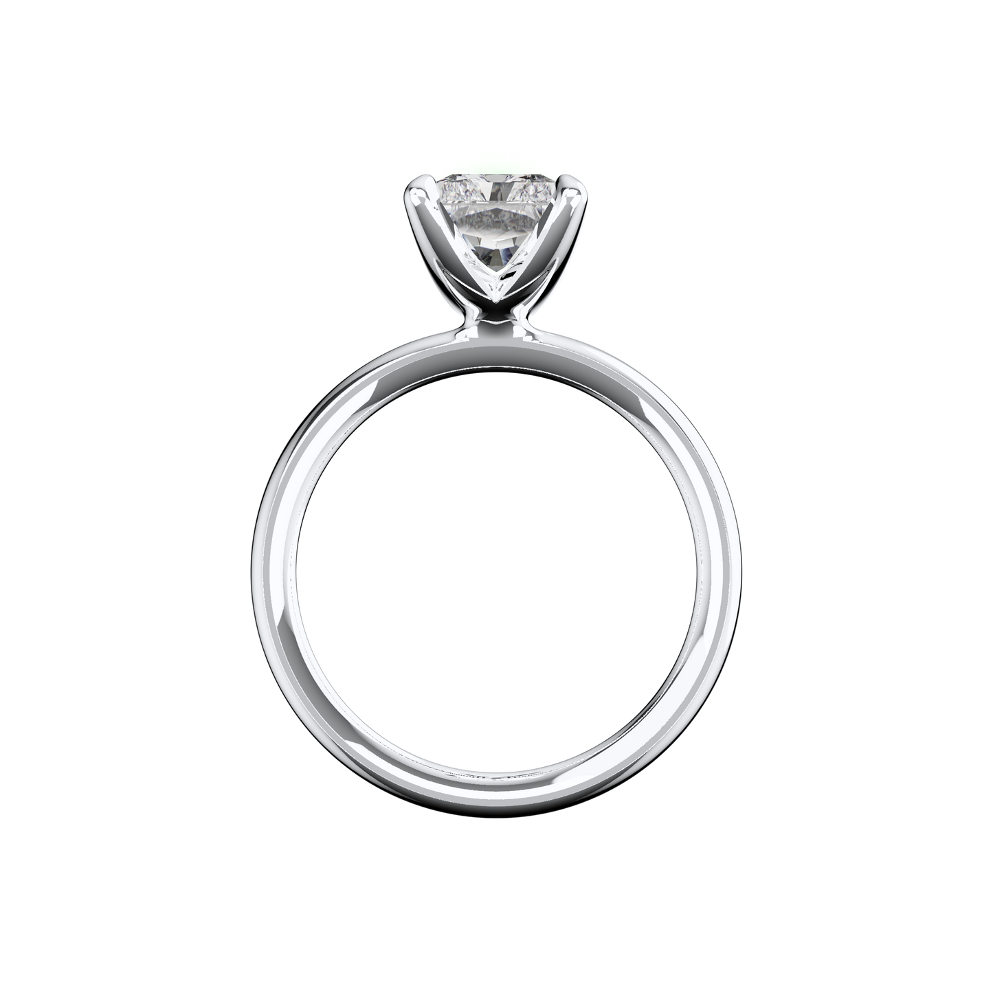Verlobungsring Radiant Lab Grown Diamant Sideview Platin synthetisch