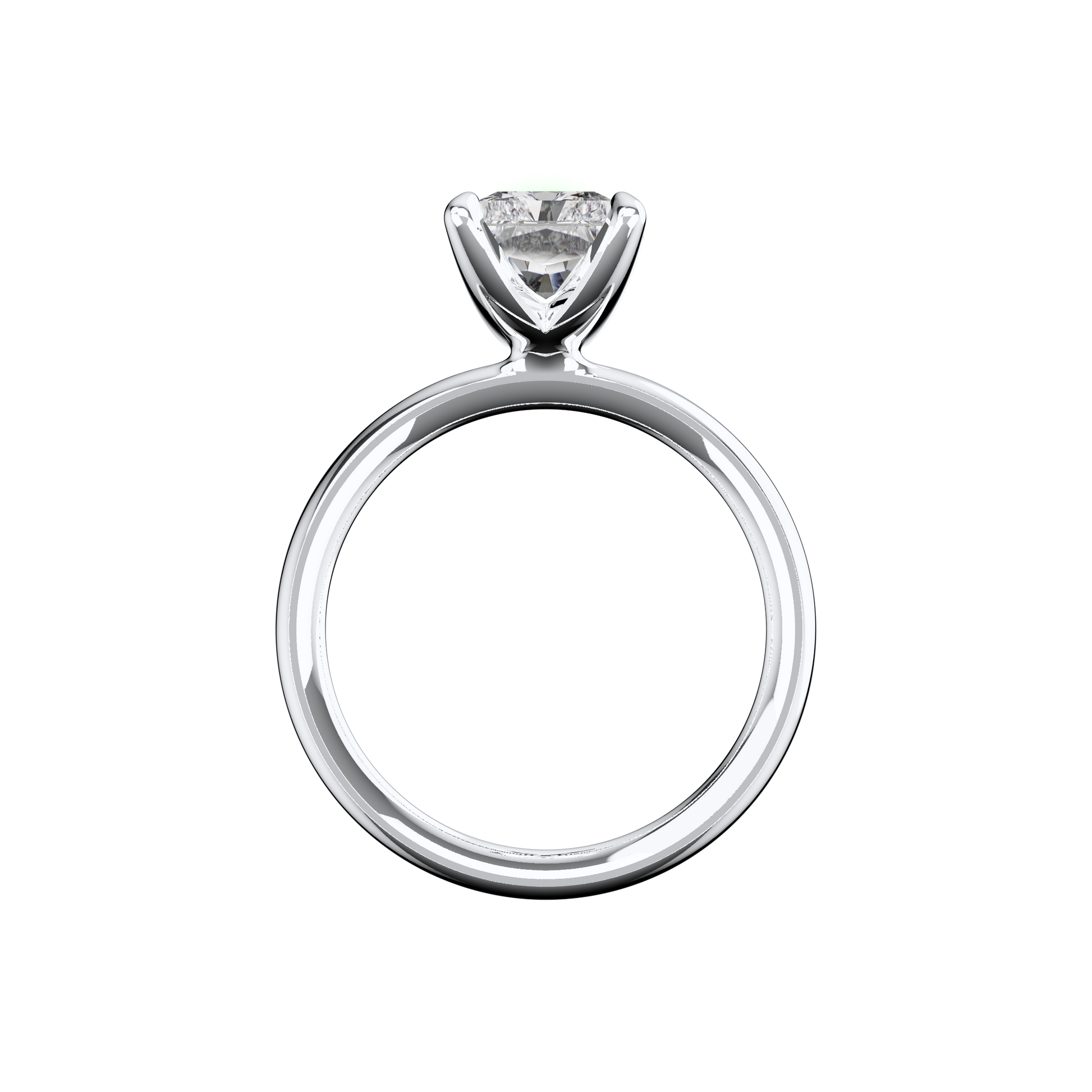 Verlobungsring Radiant Lab Grown Diamant Sideview Platin synthetisch