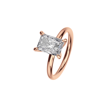 Verlobungsring Radiant Lab Grown Diamant Angled View Roségold synthetisch