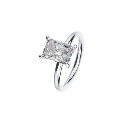 Verlobungsring Radiant Lab Grown Diamant Angled View Platin synthetisch