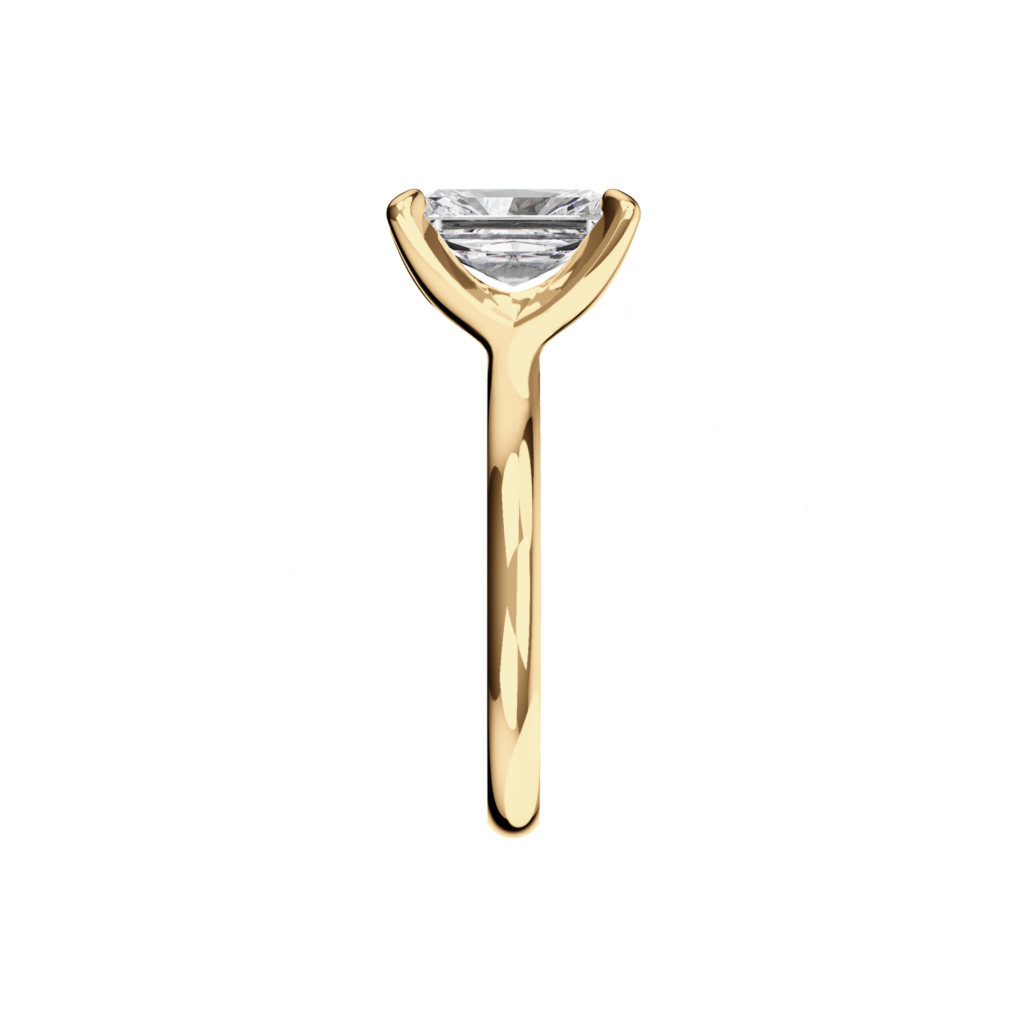 Verlobungsring Radiant Lab Grown Diamant Sideview Gelbgold synthetisch