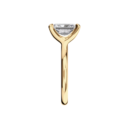 Verlobungsring Radiant Lab Grown Diamant Sideview Gelbgold synthetisch
