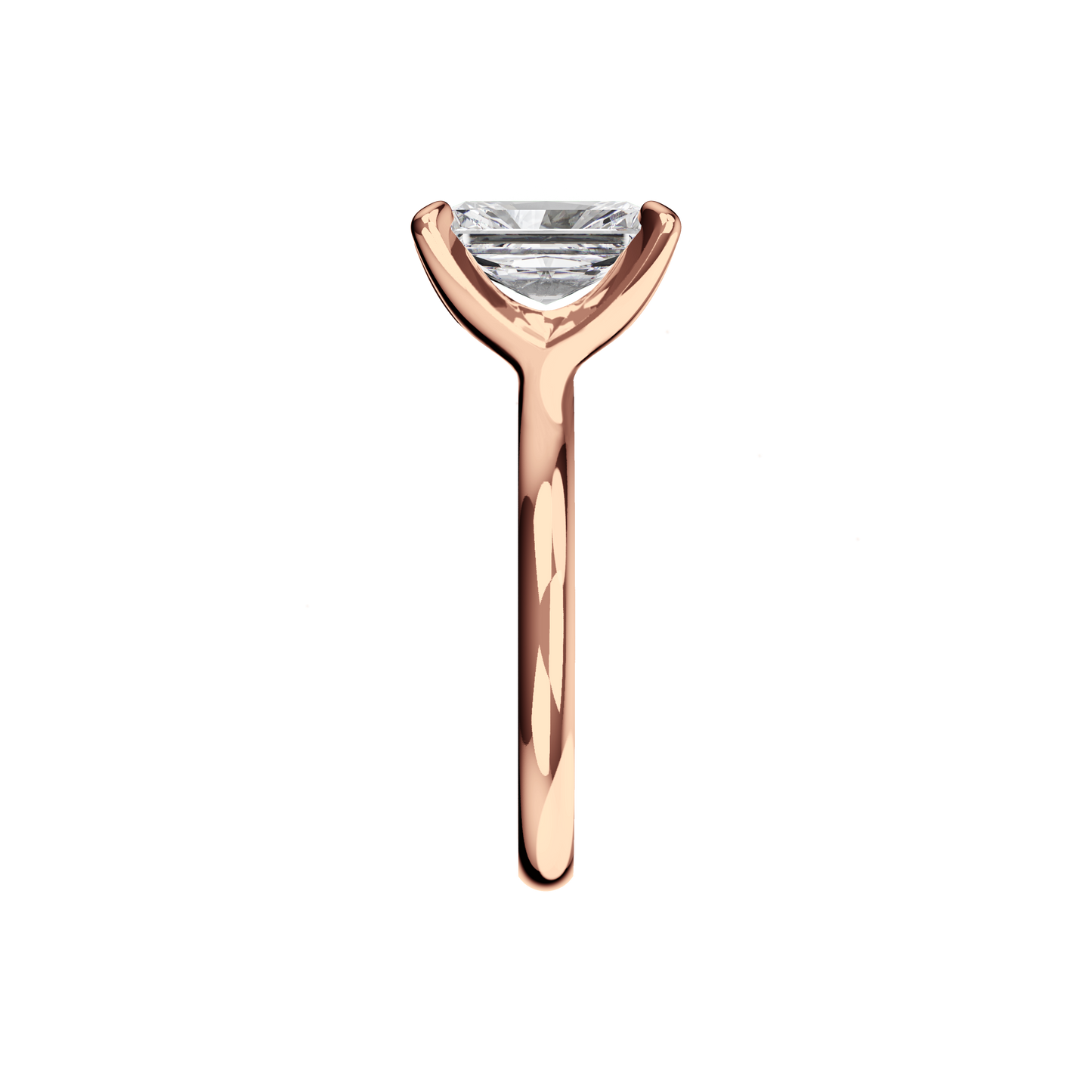 Verlobungsring Radiant Lab Grown Diamant Sideview Roségold synthetisch