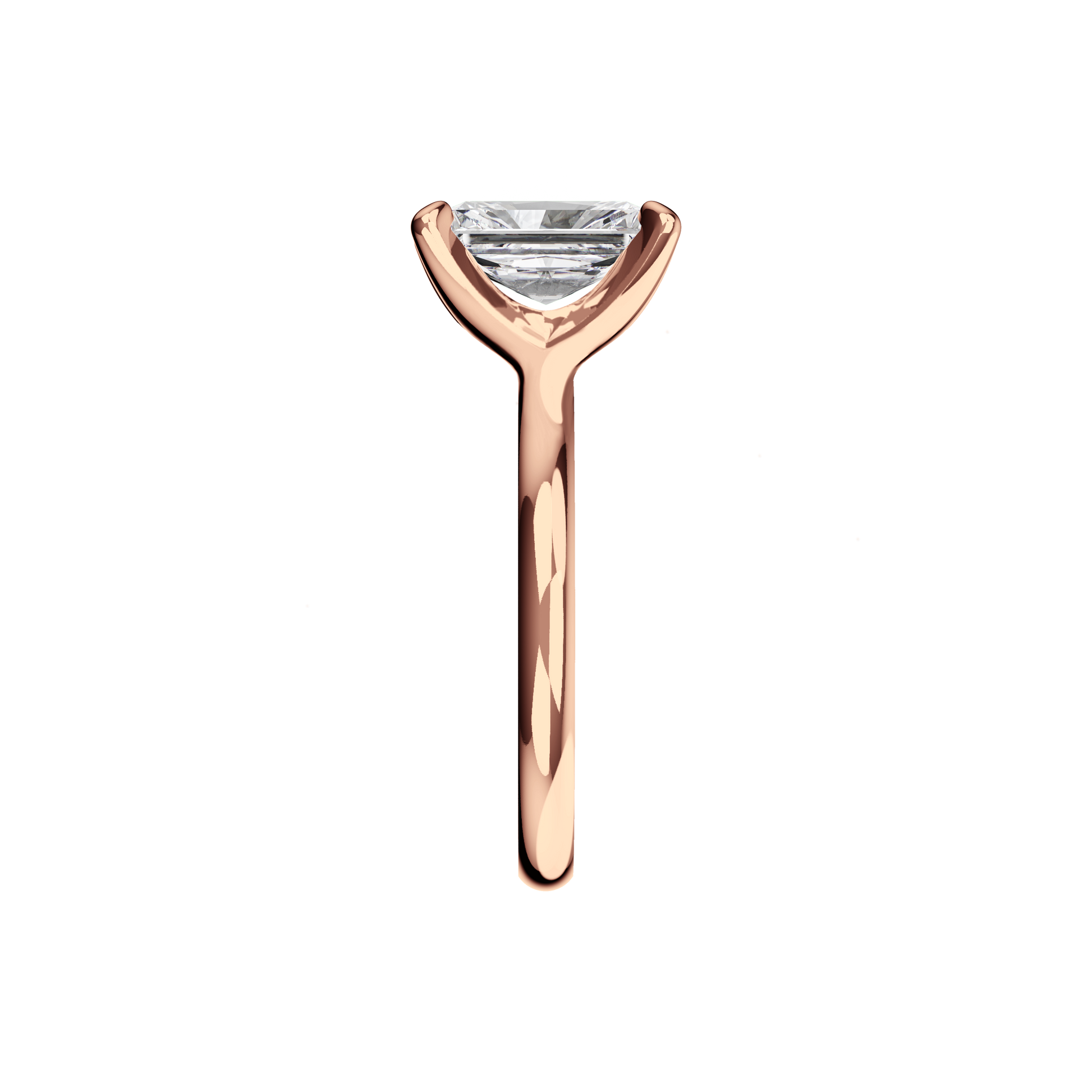 Verlobungsring Radiant Lab Grown Diamant Sideview Roségold synthetisch