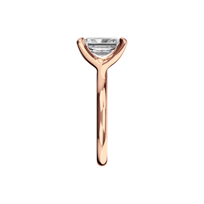 Verlobungsring Radiant Lab Grown Diamant Sideview Roségold synthetisch