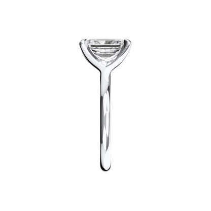 Verlobungsring Radiant Lab Grown Diamant Sideview Platin synthetisch