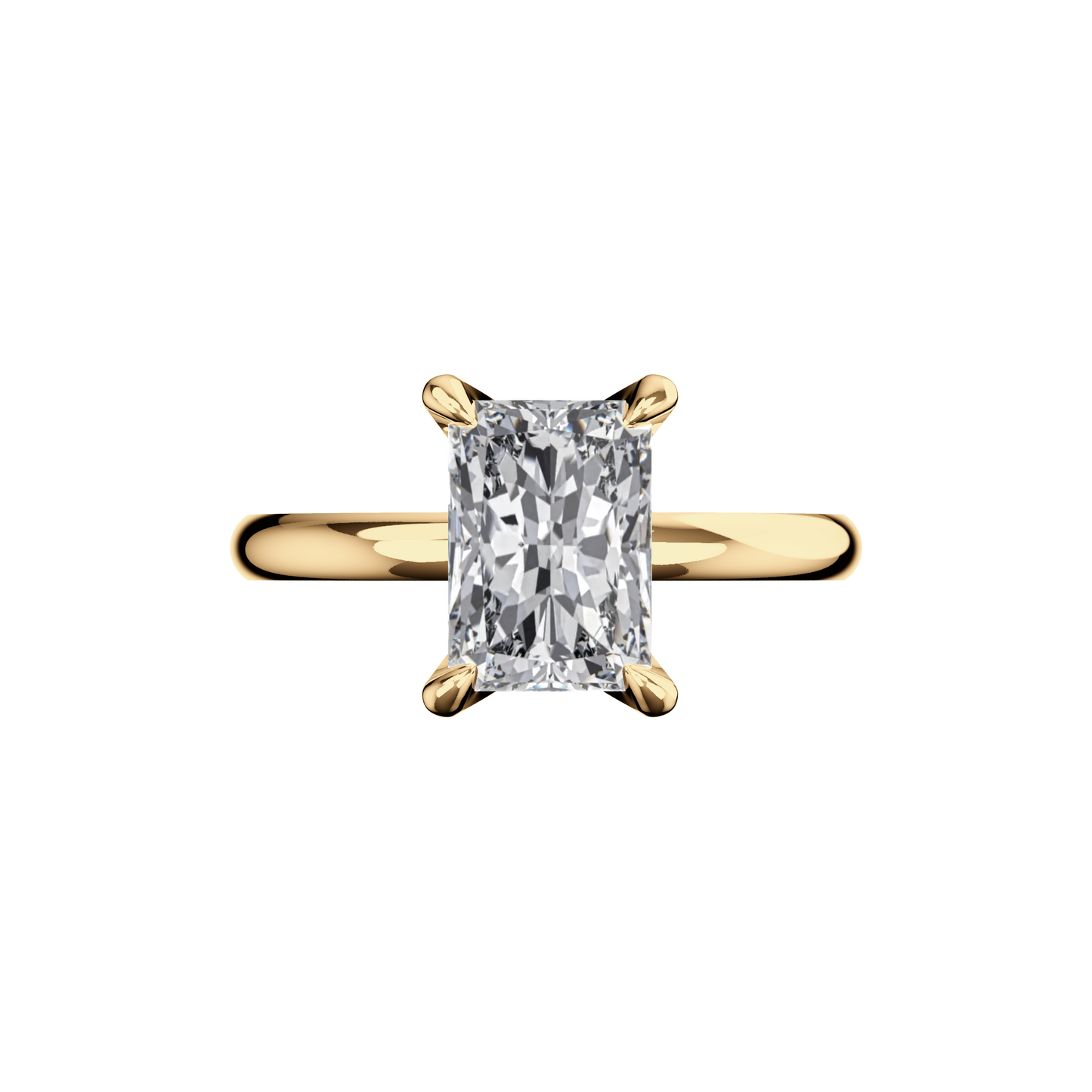 Verlobungsring Radiant Lab Grown Diamant Frontside Gelbgold synthetisch