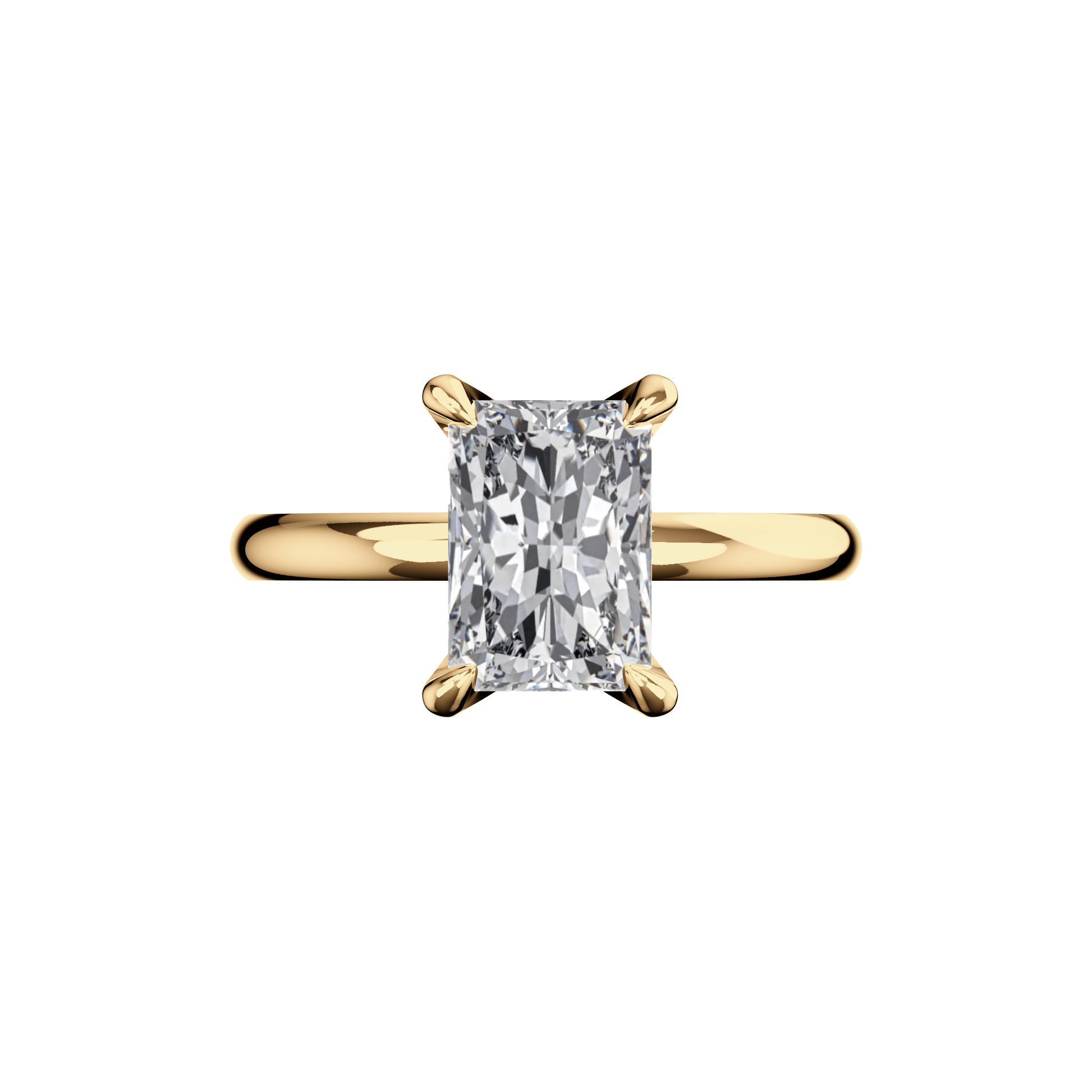 Verlobungsring Radiant Lab Grown Diamant Frontside Gelbgold synthetisch