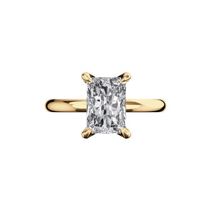 Verlobungsring Radiant Lab Grown Diamant Frontside Gelbgold synthetisch
