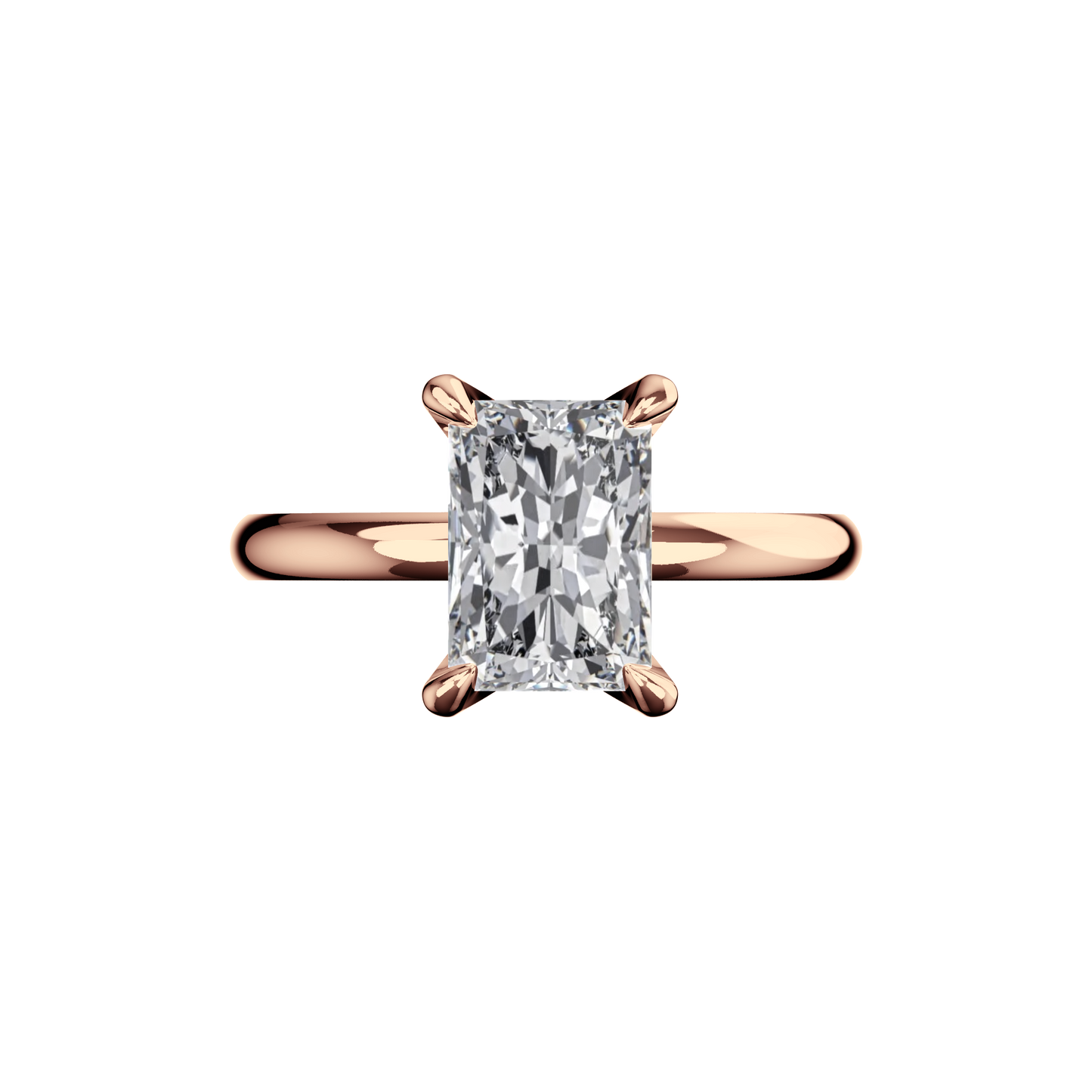 Verlobungsring Radiant Lab Grown Diamant Frontside Roségold synthetisch