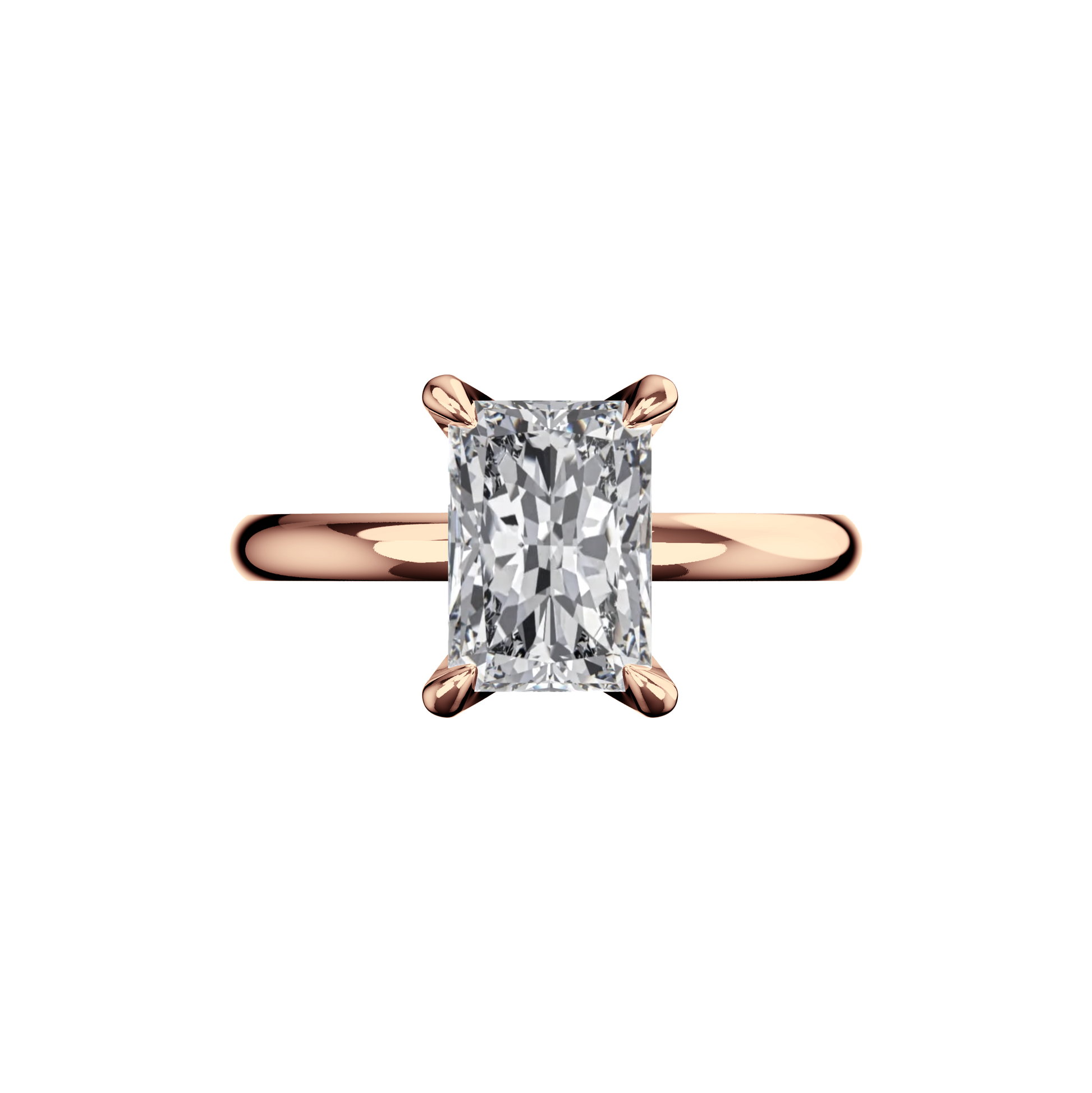 Verlobungsring Radiant Lab Grown Diamant Frontside Roségold synthetisch